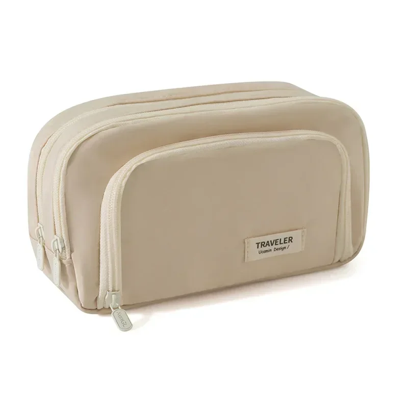 Large Capacity Pencil Case, 3 Compartment Pencil Pouch For Stationery Pens Macarons