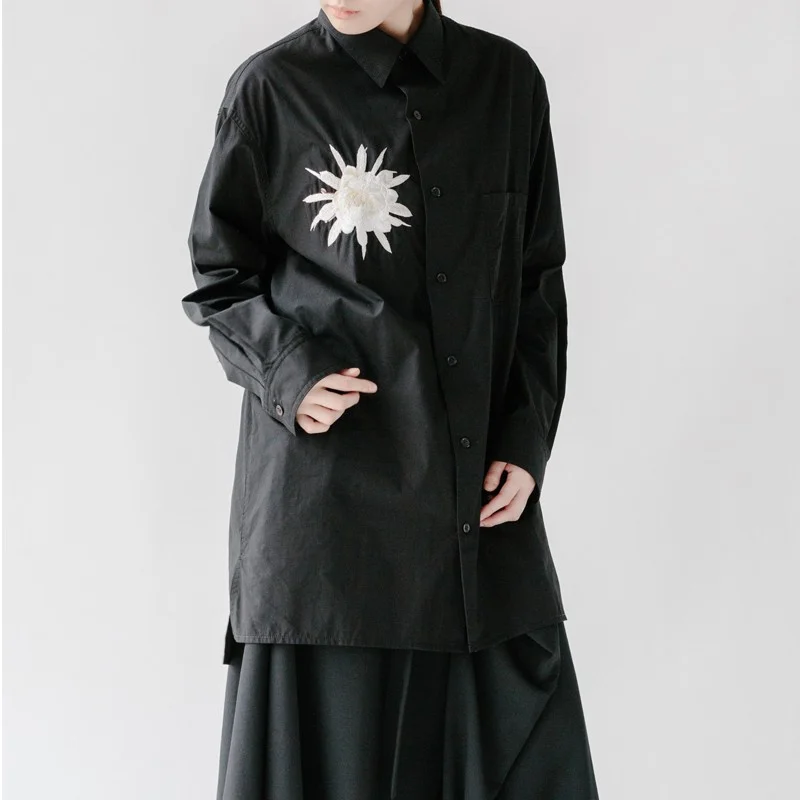 

Yohji Yamamoto 21SS Style Shirt Couple Embroidered Top Dark Embroidered Shirt High Quality Fashion Design Shirts