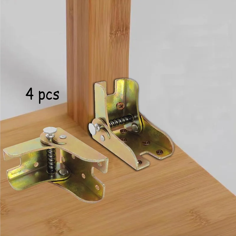 4 ชิ้น 90 องศาวงเล็บพับเหล็กพับล็อคบานพับล็อคตัวเองขยายโต๊ะเก้าอี้ขาเตียงพับสนับสนุนวงเล็บบานพับ 1