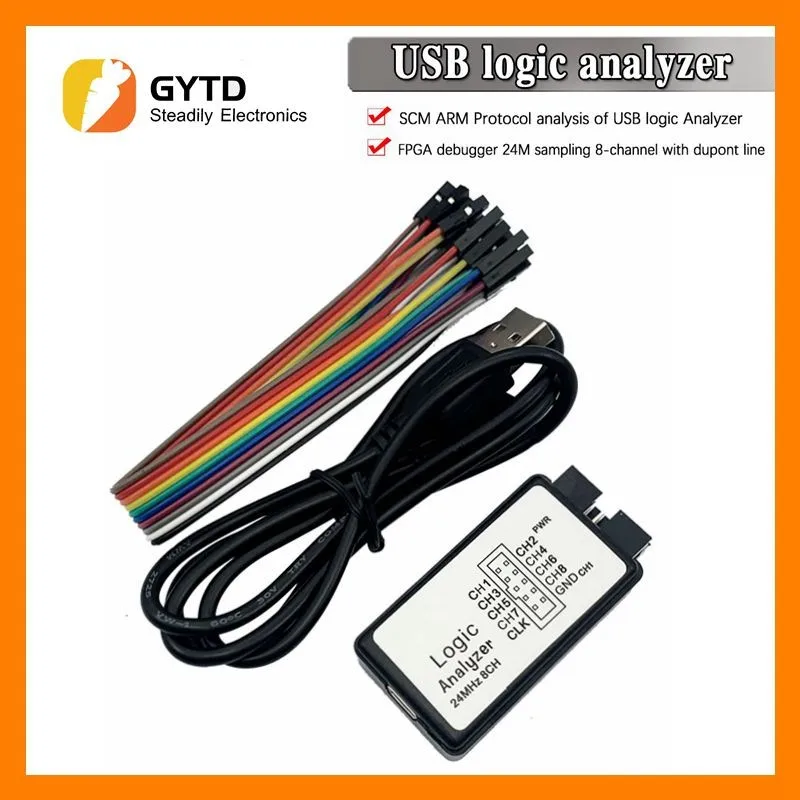 USB Logic Analyzer 24MHz 8 Channel 24M/seconds Logic Analyzer Debugger