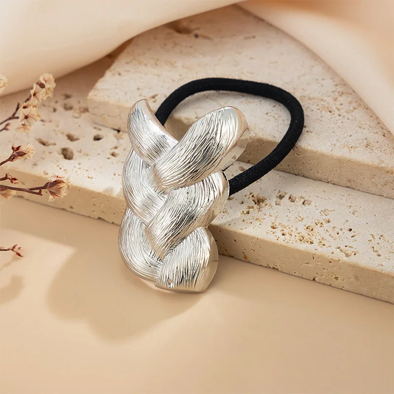 Punk-Style Elastic Hair Band with Unique Braided Design