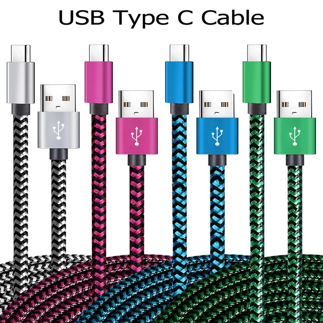 USB Type-C Fast Charging Cable 1M/2M/3M Nylon Braided 1