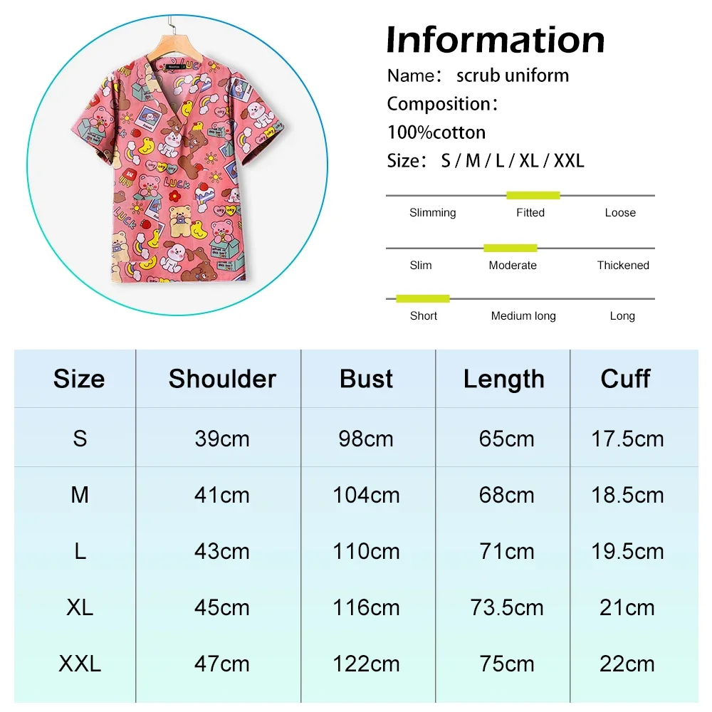Medical Scrubs Printed Scrub Top for Doctor Nurse
