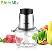 BioloMix 1.8L Glass Bowl Food Processor Chopper Two Speeds  Meat Grinder For Babyfood Vegetables Onion Garlic 1