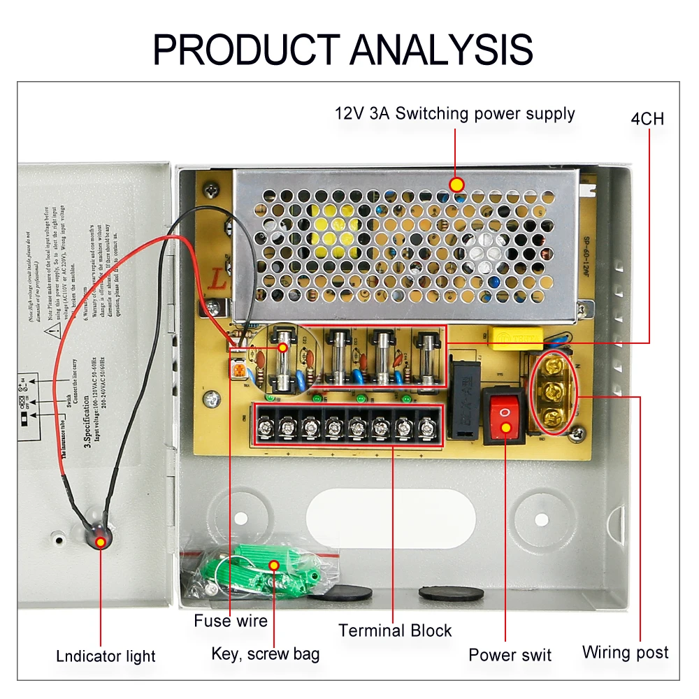 4 canais dc 12v 3a 4ch cctv 01
