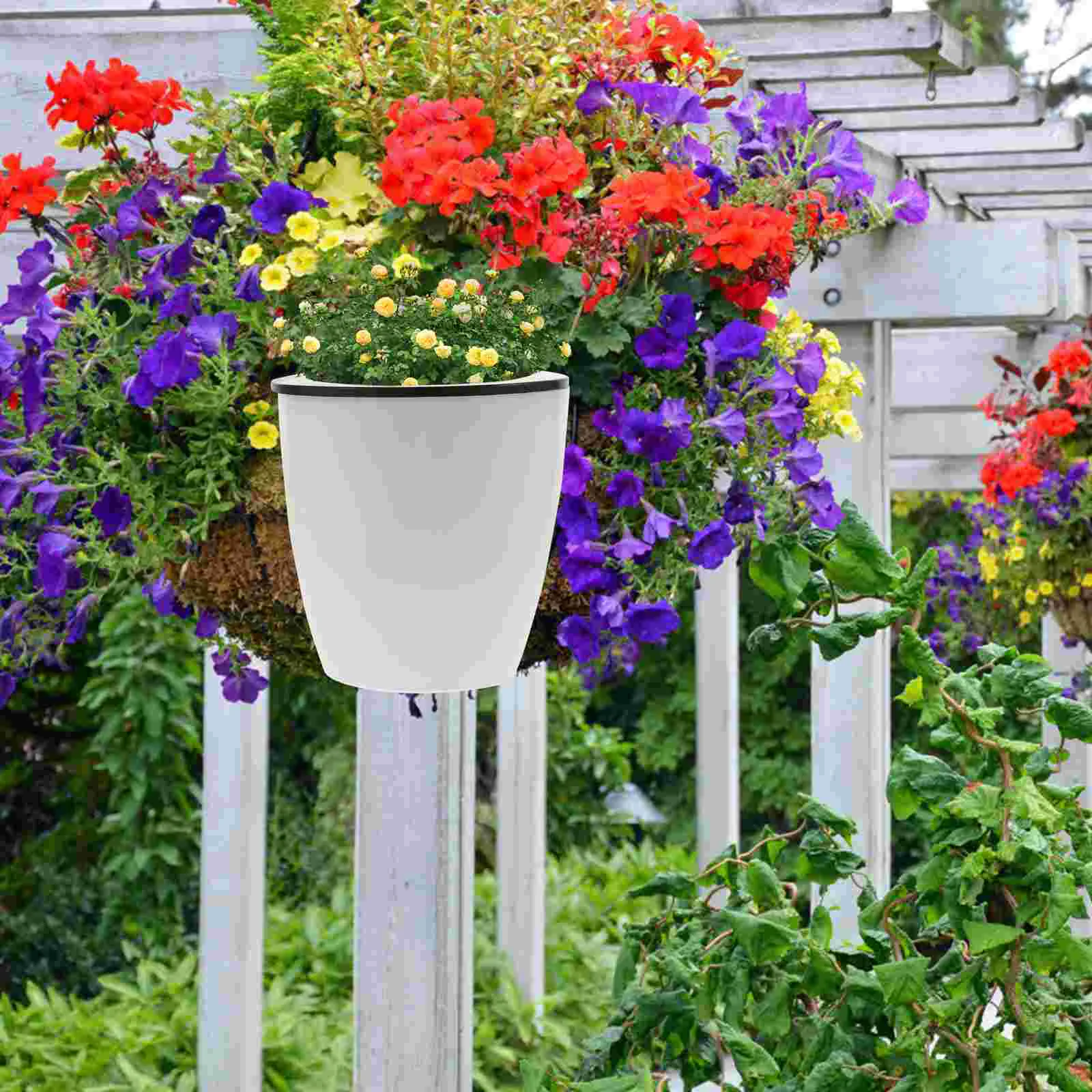 

7 Pcs Decor Flowerpot Plastic Planters for Indoor Plants Large Self Watering Pots Round Self-absorbent