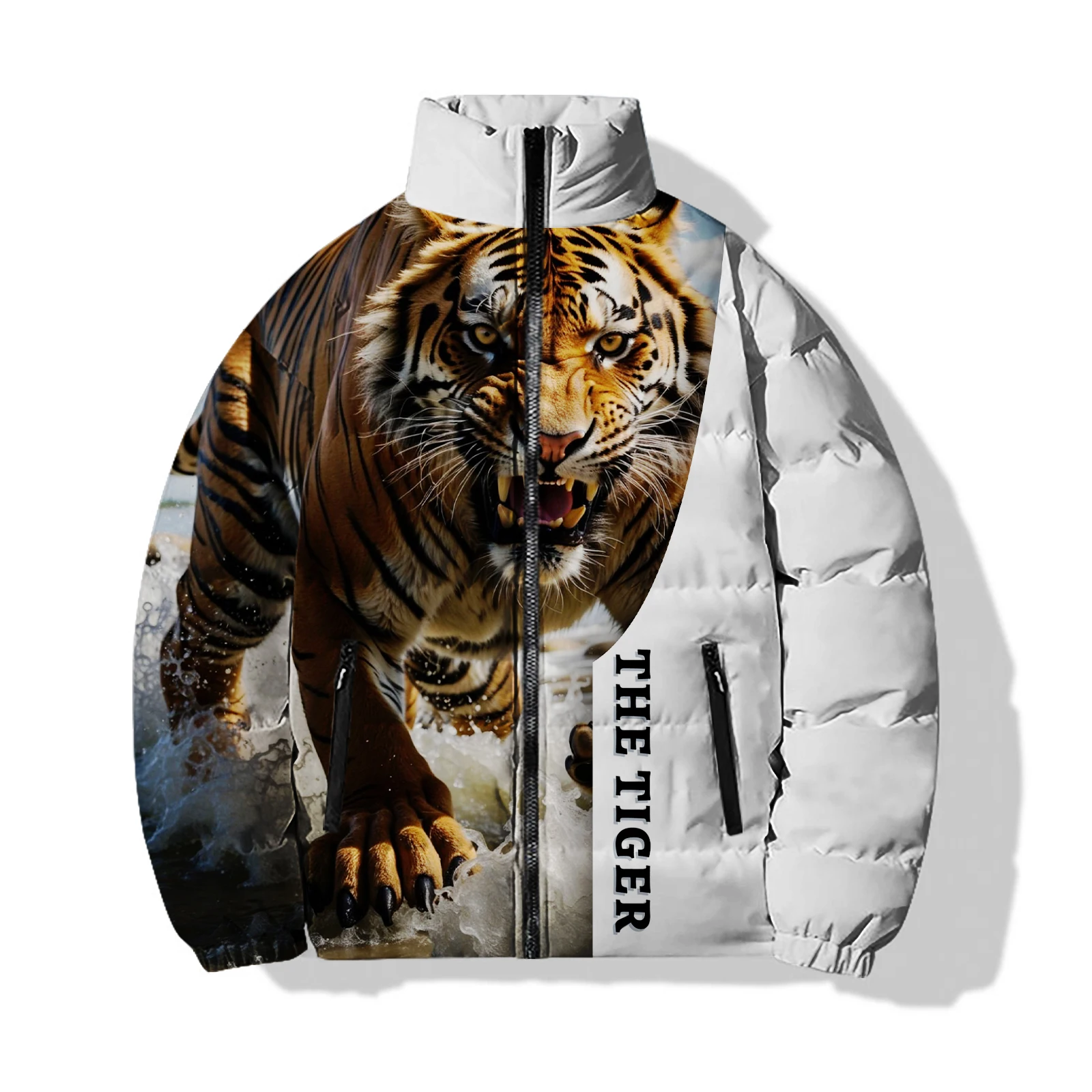 thumbnail image 1 of Chaquetas frías para hombre Abrigo de invierno moderno y versátil para hombre Elegante estampado de león Ropa cómoda y cálida para hombre Deportes de ocio, 1 of 5