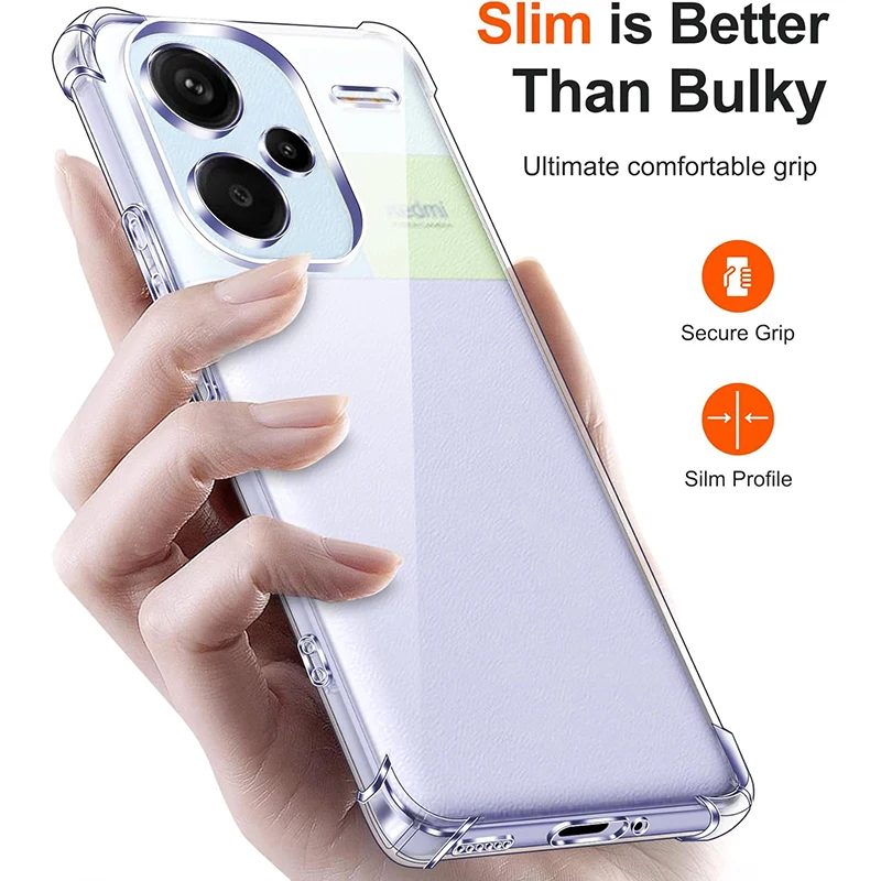 حافظة ناعمة من السيليكون الشفاف للصدمات لـ Xiaomi ، غطاء قشرة شفاف رفيع للغاية ، Redmi Note 13 ، 12 Pro Plus ، Pro + ، 4G ، 5G