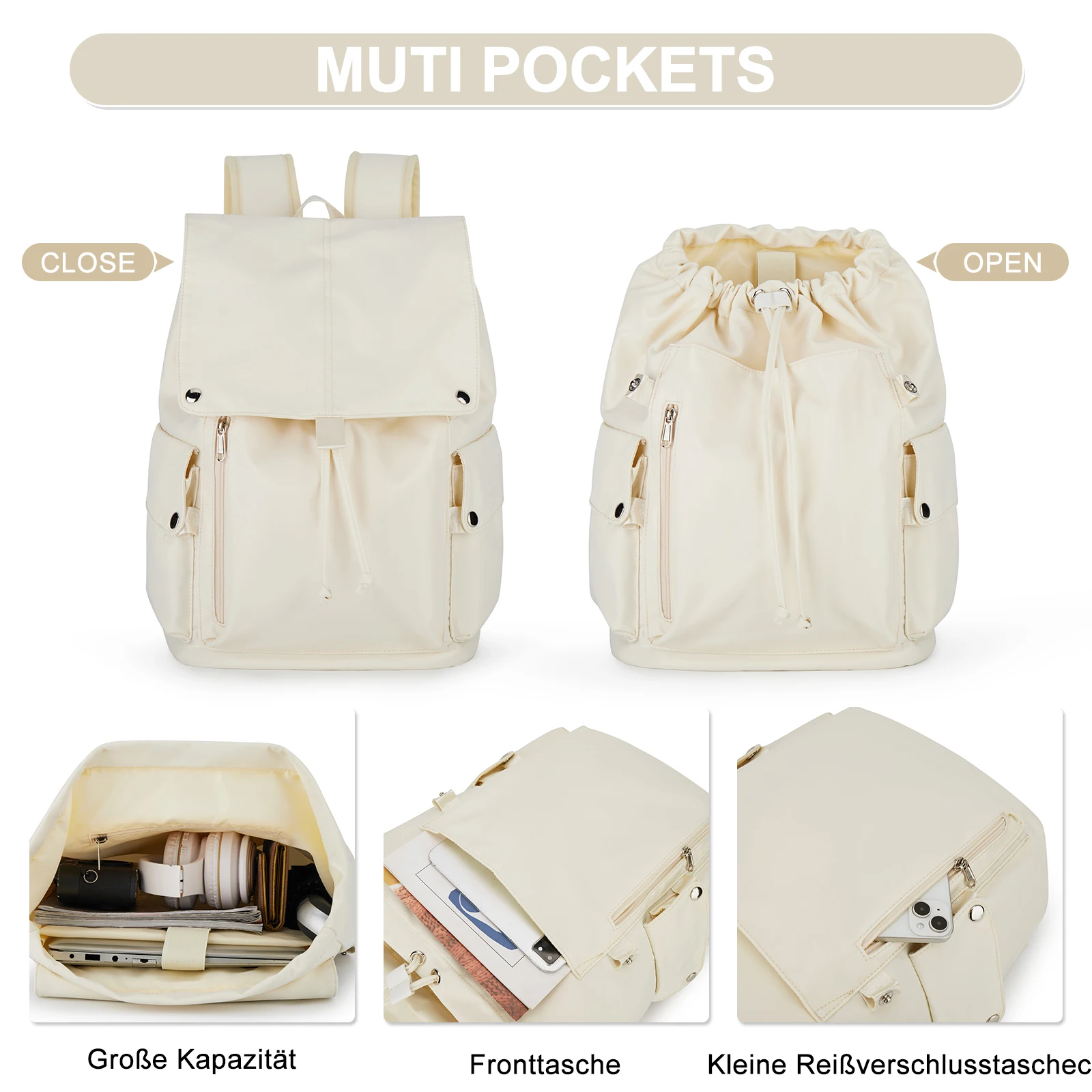 Versatile Lightweight Women's Backpack Stylish Simple,Suitable for High School And College Students Bags, Women Laptops Backpack