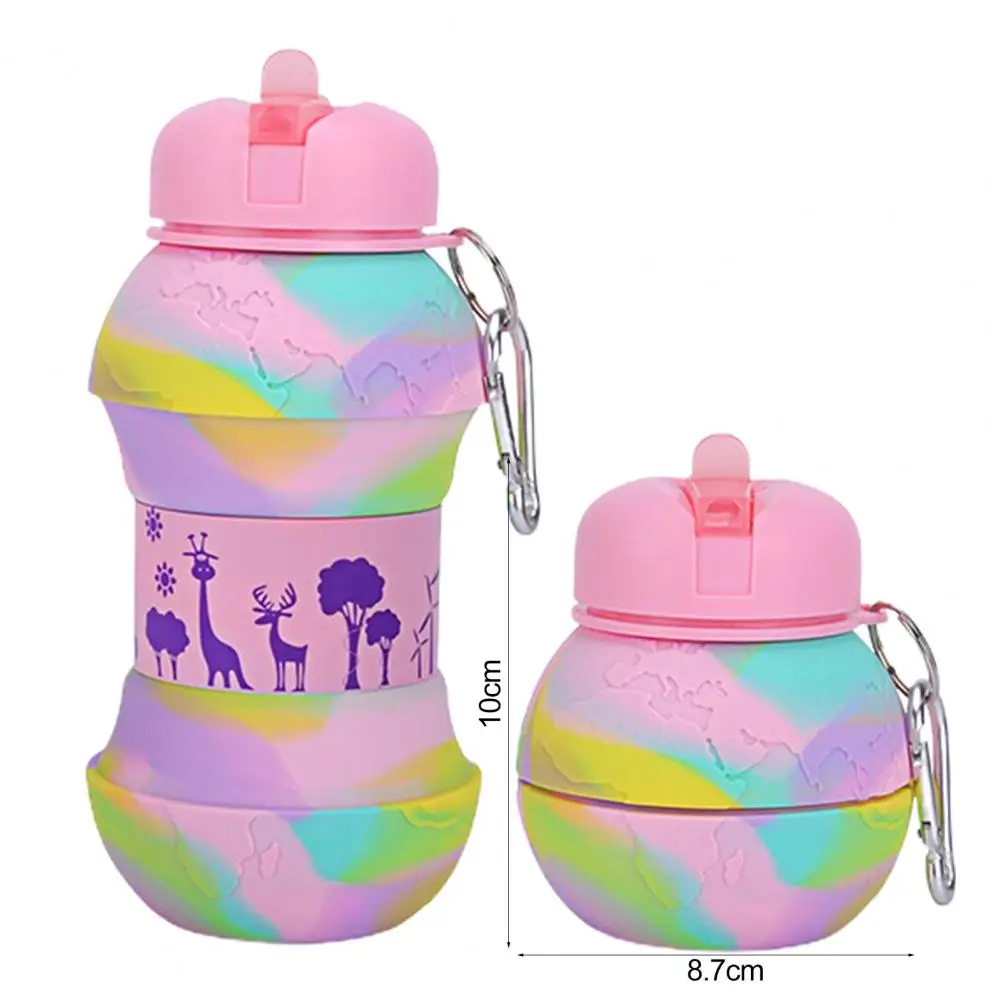 550ml/600ml Water Cup Foldable Drinking Cup Heat-resistant Water Bottle with Hanging Hook Leak-proof Compression Jug