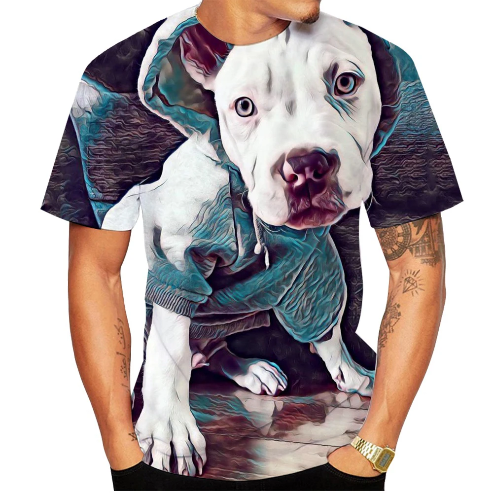

Новинка лета 2023, крутая Дизайнерская футболка с 3D рисунком питбуля, собаки, мужские топы, хипстерские футболки, мужская повседневная футболка с рисунком для мальчиков