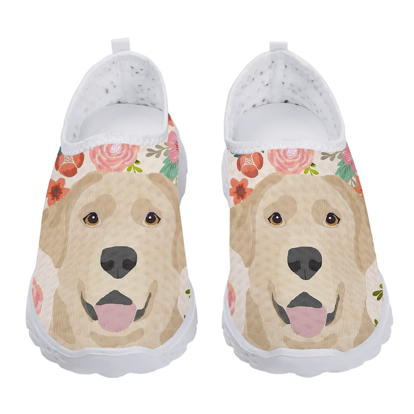 Cute Cartoon Golden Retriever Design Brand Loafers Comfortable Flat Summer Breathable Mesh Shoes Slip On Sneakers