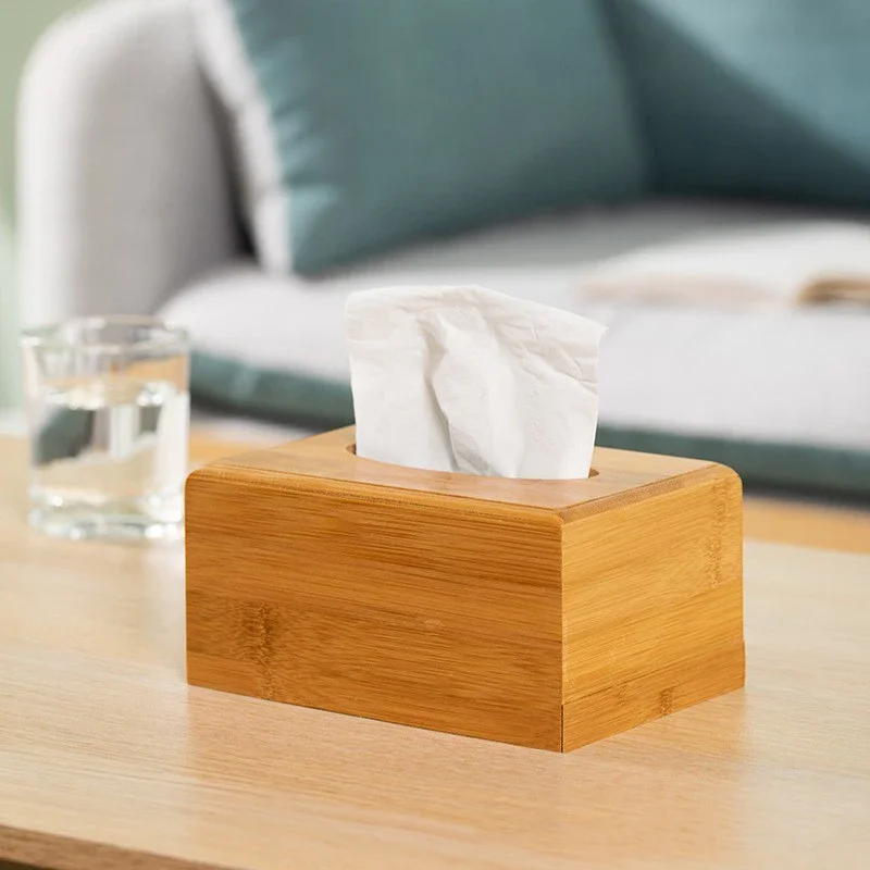 Wooden Tissue Box Modern Minimalist Design Tissue Box Holder Wood Tissue Case for Hotel Restaurant Hotel Office Easy-Refill 4