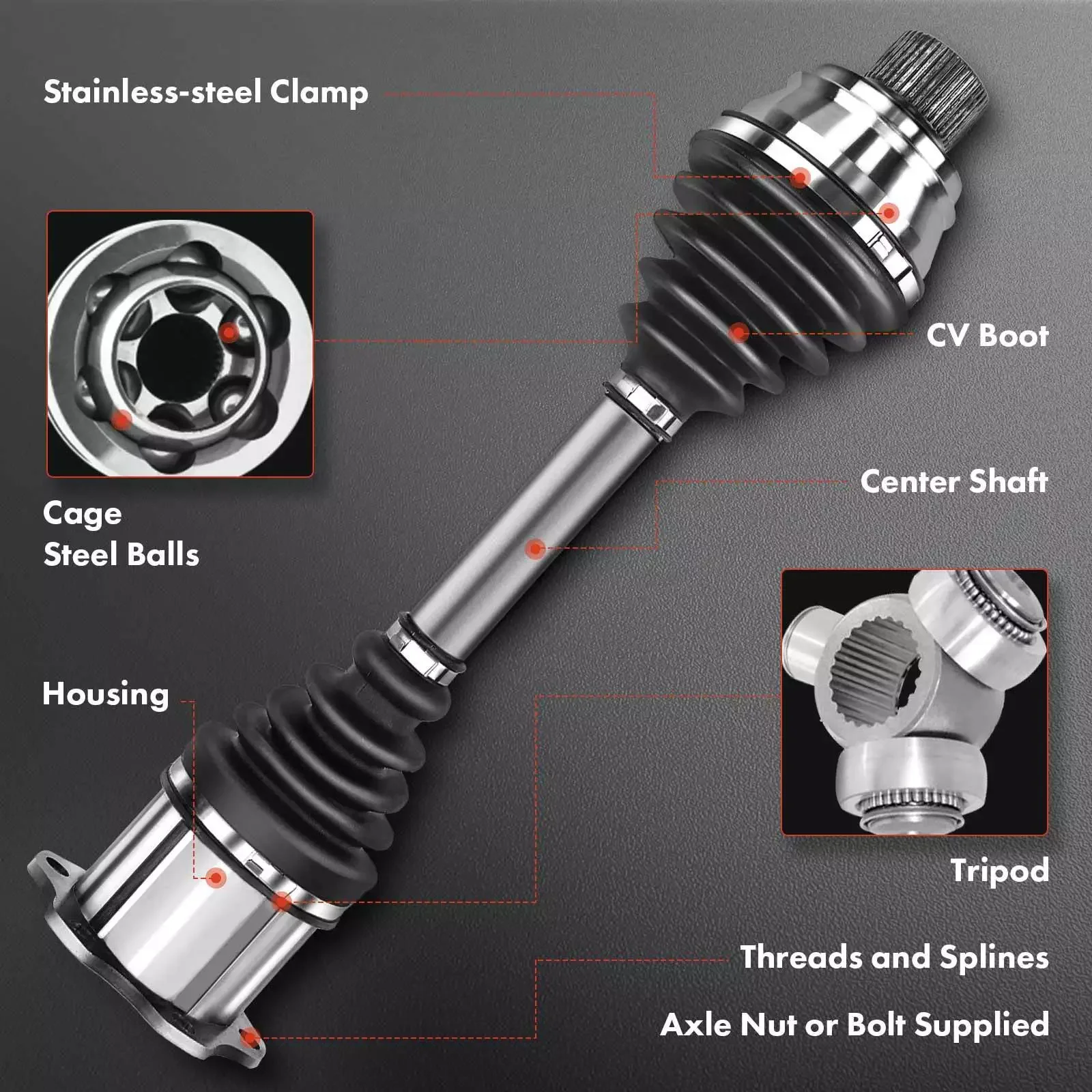 Front LH CV Axle Shaft Assembly for Mercedes-Benz S211 W211 E320 E430 2000-2003