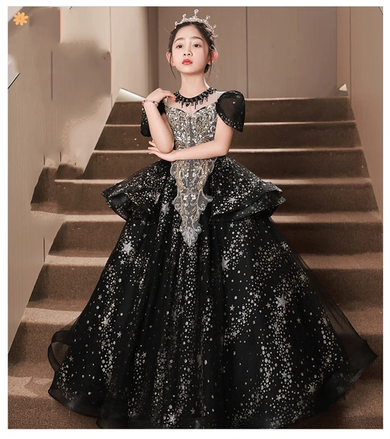 1st Birthday Dress Princess Black Gown For Baby Girl Black Baby - Main Image