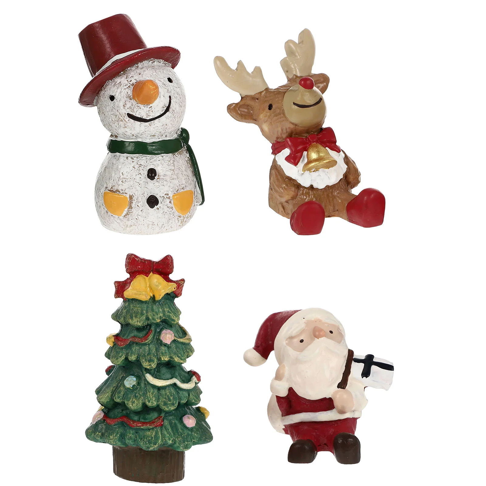 

4 Pcs Christmas Ornaments Mini Aquarium Decor Decorations Decorate Reptile Tank Resin Landscaping Fish Crafts