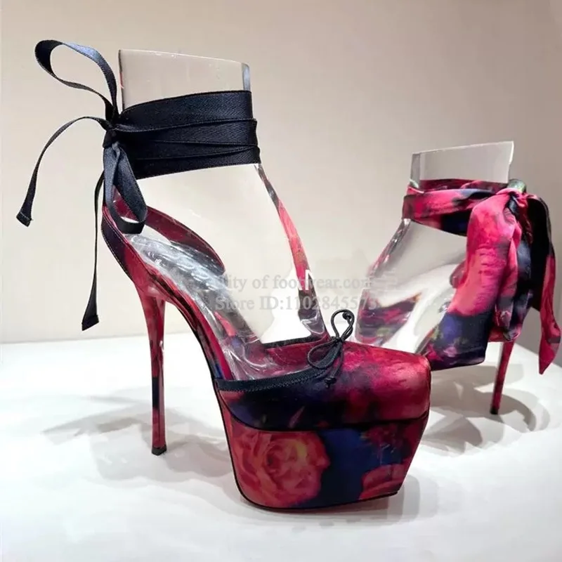 Platform lace beaded sandals stilettos