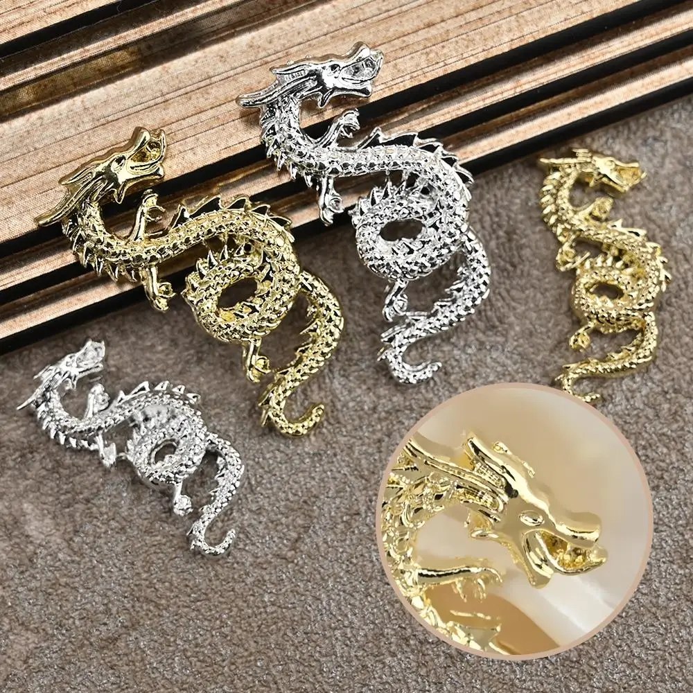

10pcs Nail Charms Metal Aolly 3D Gold/Silver Snake Dragon Shaped Nail Art Rhinestones Luxury Jewelry Manicure DIY Parts