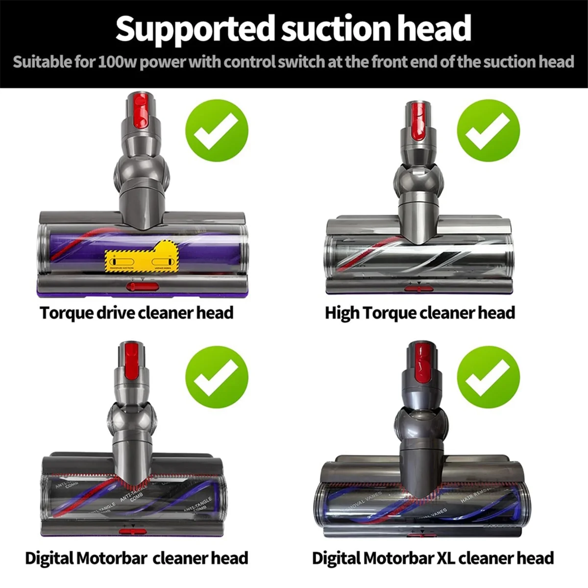 ダイソン用高トルククリーナーヘッド,直接駆動コネクタ,掃除機部品