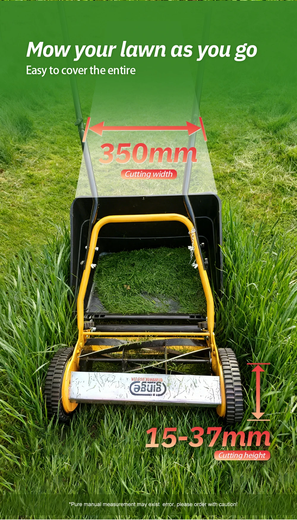 Manual Lawn Mower 14-Inch Grass Trimmer Eco Hand Operated Push Lawn Mower Compac