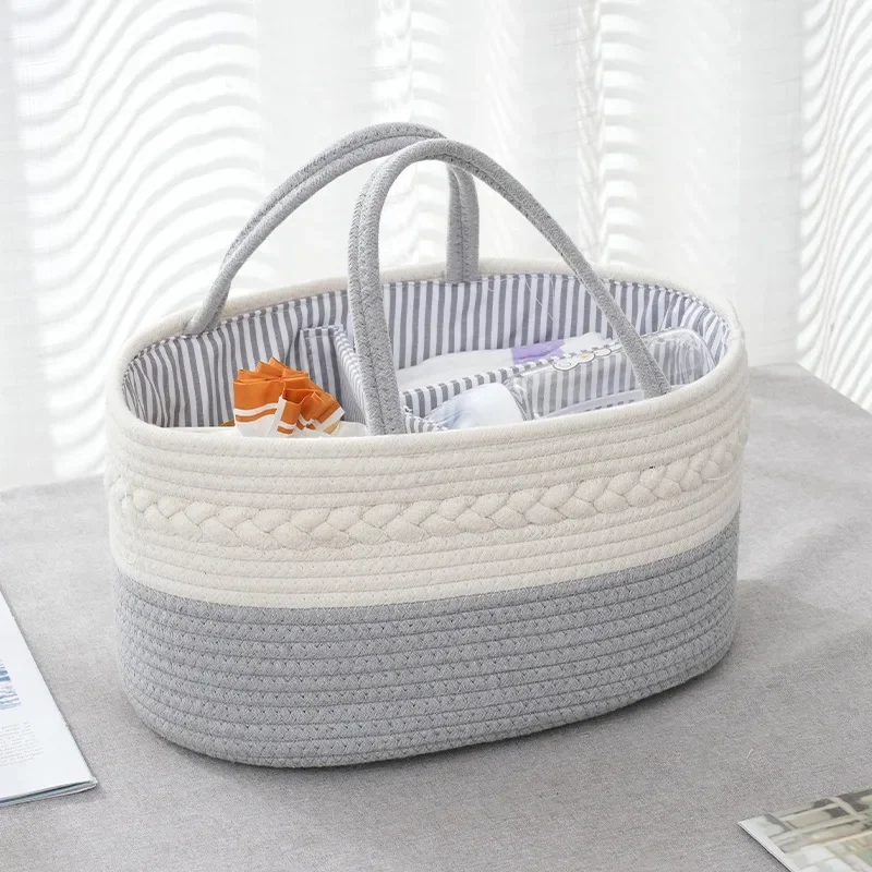 

Cotton Baby Diaper Caddy Organizer Nursery Storage Bin Basket Essentials Portable for Newborn Baby Bedding Diaper Bag