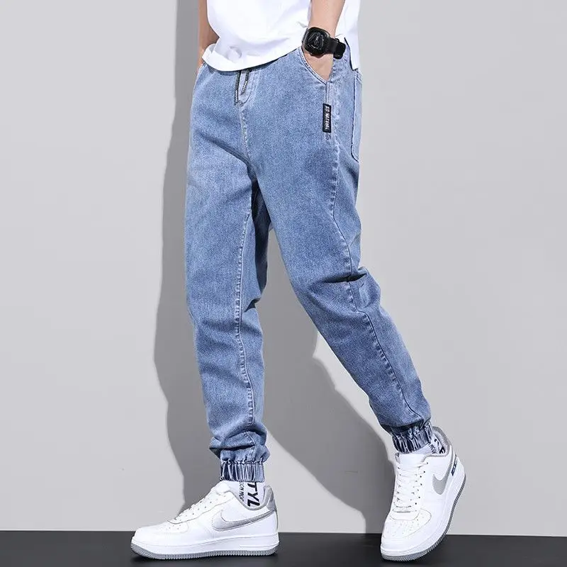 

Spring Autumn Drawstring Low Rise Korean Fashion Long Casual Designer Denim Stylish Cargo Boyfriend Blue 90s Baggy Haren Pants