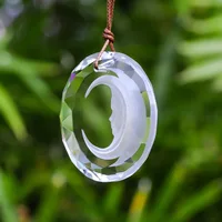 45mm Moon Crystal Suncatcher Mystery Witchcraft Hanging Glass Prism Faceted Rainbow Maker DIY Wind Chimes Pendant Home Car Decor 2