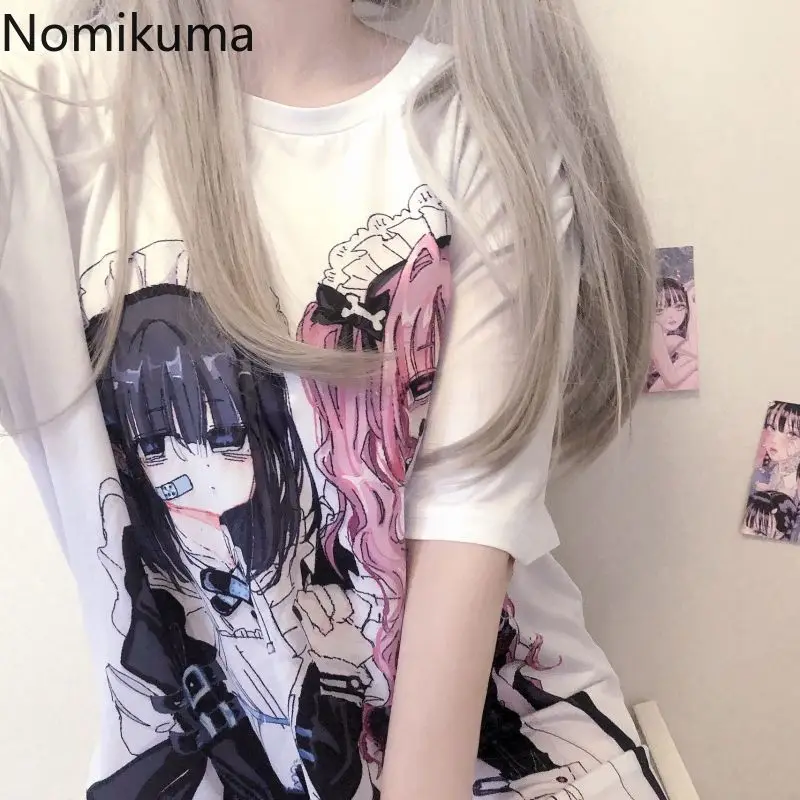 Vintage Short Sleeve T-Shirt For Women – Japanese Harajuku Style Oversized Summer Top, Soft & Comfy - View #9