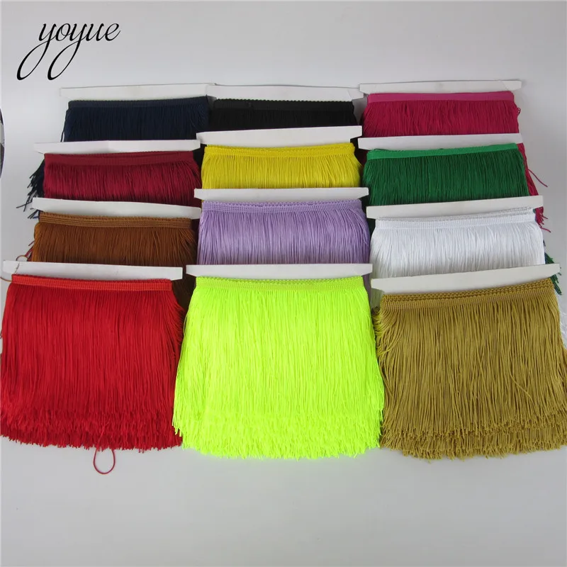 1 yards 15cm Long Fringe Lace Tassel Polyester Lace Trim Ribbon Latin dance skirt curtain fringes for sewing DIY Accessories