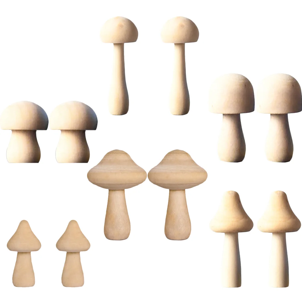 

Operitacx Mini Unpainted Unfinished Wooden Mushroom 12Pcs Mushroom Shape Peg People Dolls Bodies Family Doll Bodies Craft