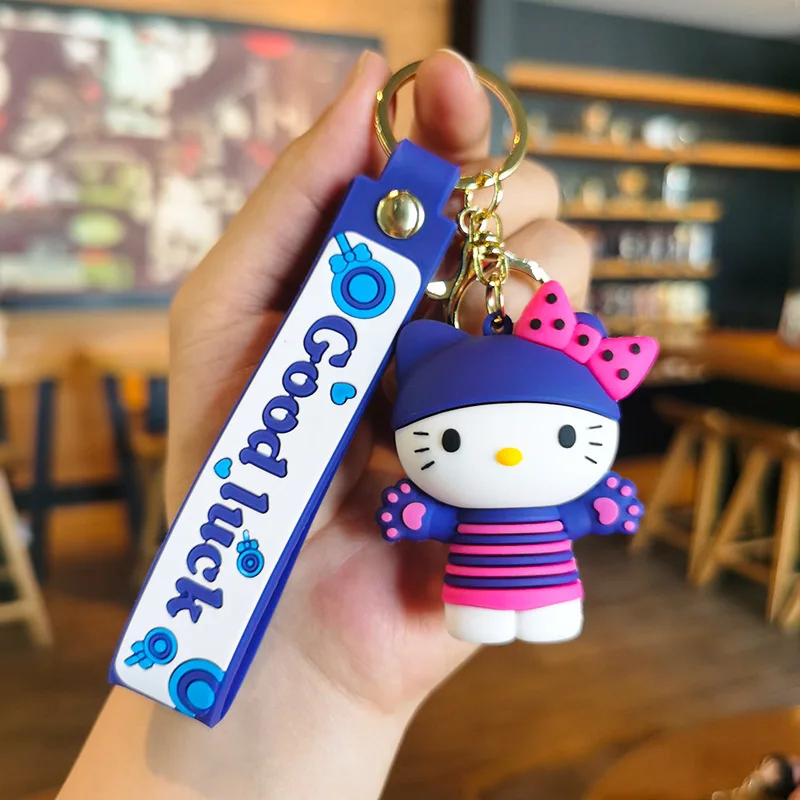 Anime Sanrio Hello Kitty Doll Keychain Black Rice My Melody Pochacco Action Doll Model PVC Keychain Cinnamon Doll Birthday Gift 3