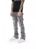 Men's Regular Fit Stacked Jeans Ripped Slim Fit Patch Distressed Destroyed Straight Denim Pants Hip Hop 4