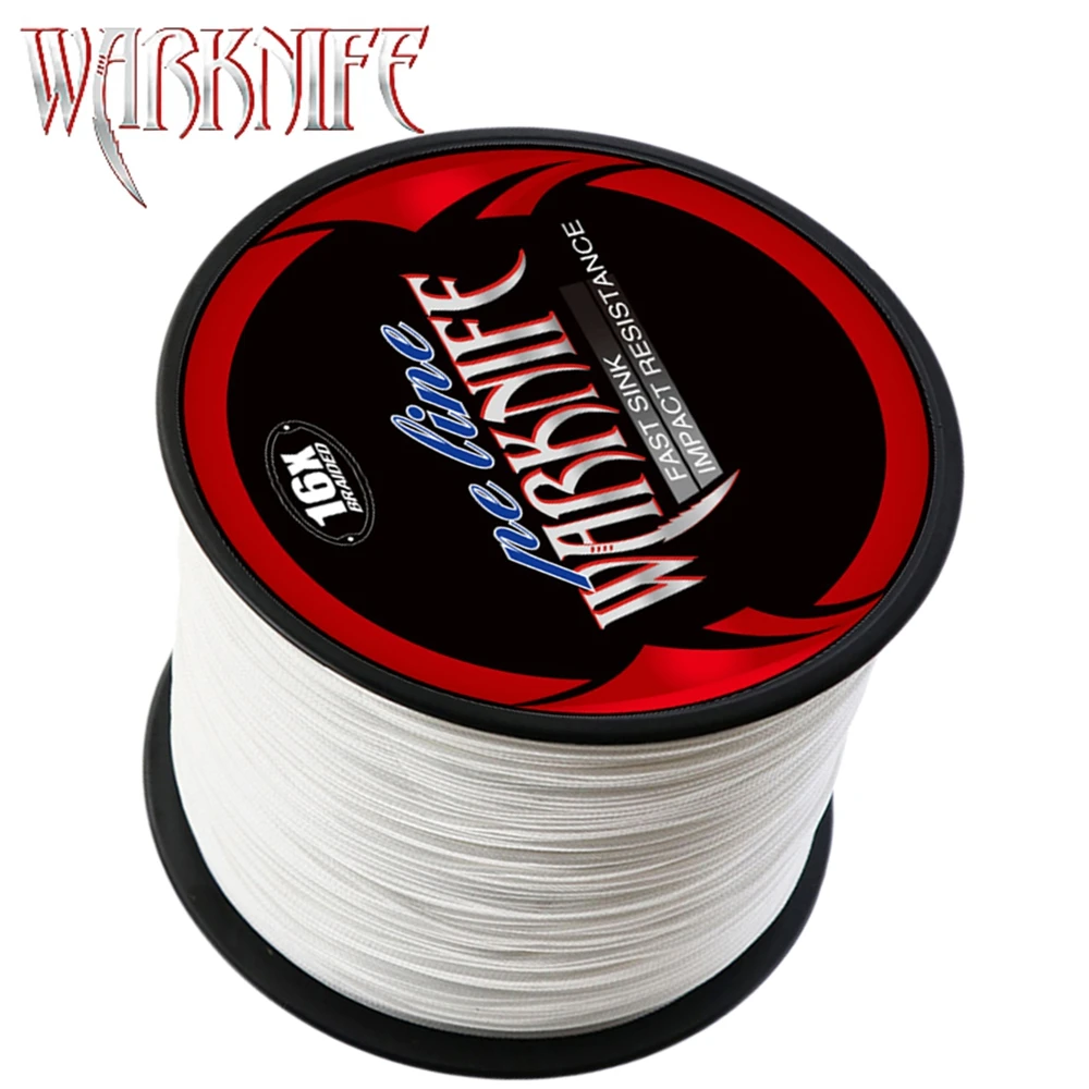 Warknife 16 Strands 100M - 2000M Hollow Core PE Braid Extreme Japan Braided Fishing Line 20LBs-500LBs Fishing Assist Line White 5