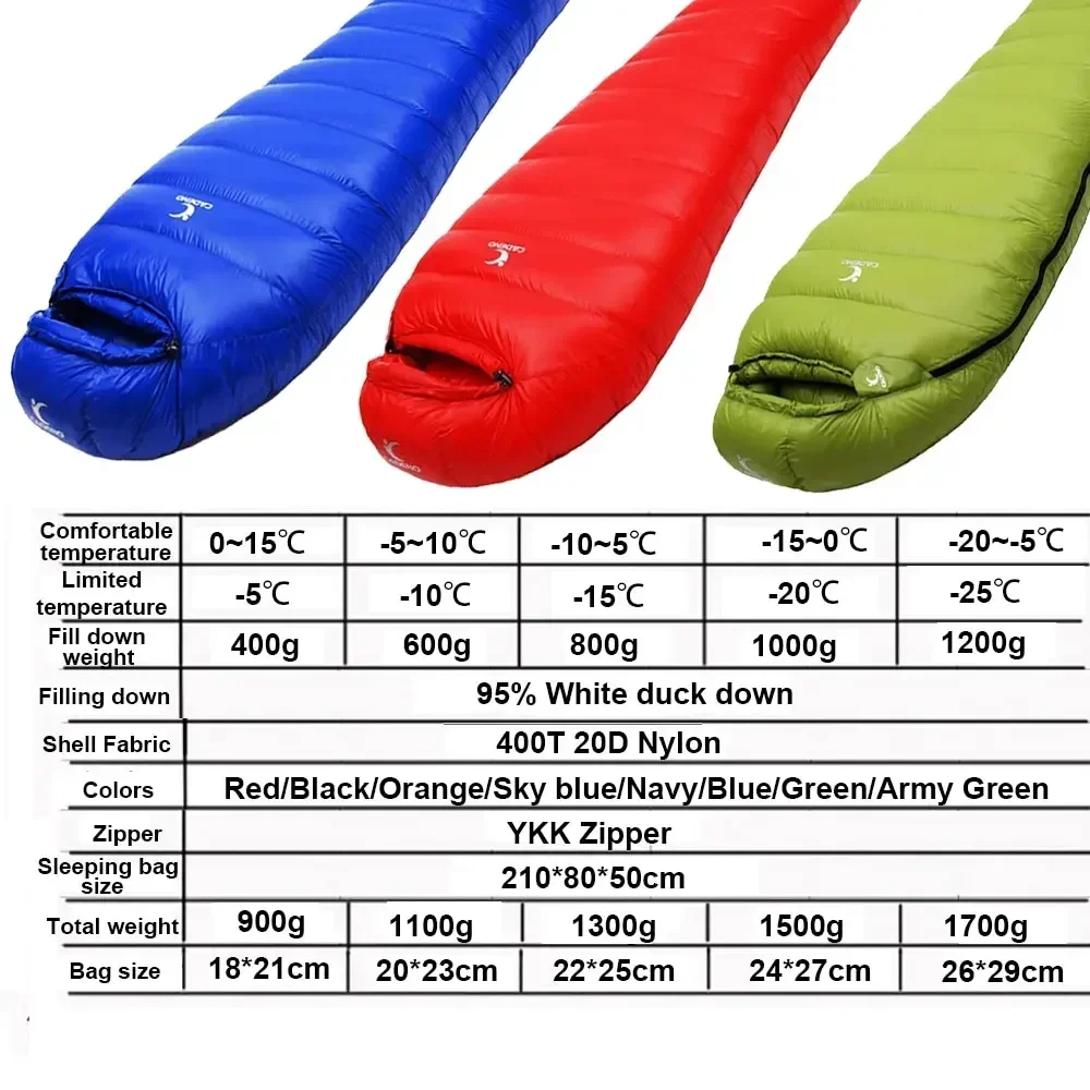 Winter Sleeping Bag Down Outdoor Camping Portable Comforter Compression Thermal Goose Down for Trekking Military Light Heated sleeping bag,survival sleeping bag