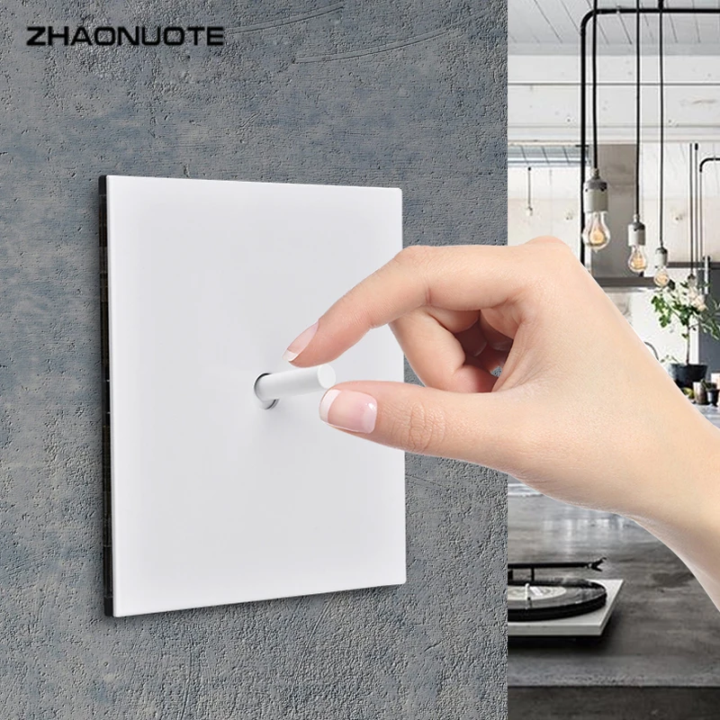 

White 1-4 Gang 2 Way Retro Toggle Switch Modern Household Stainless Steel Panel Wall Light Momentary Switch