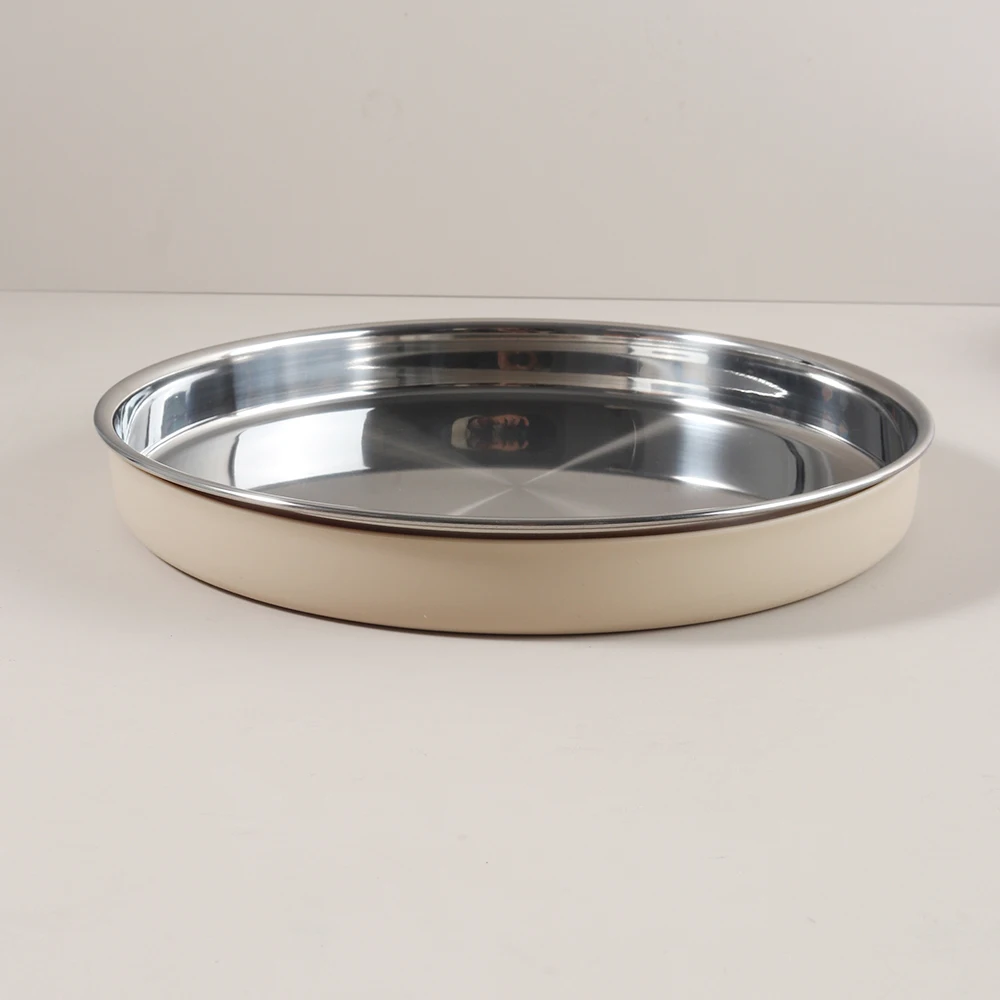 طبق دائري مخصص للأطفال من السيليكون والفولاذ المقا...