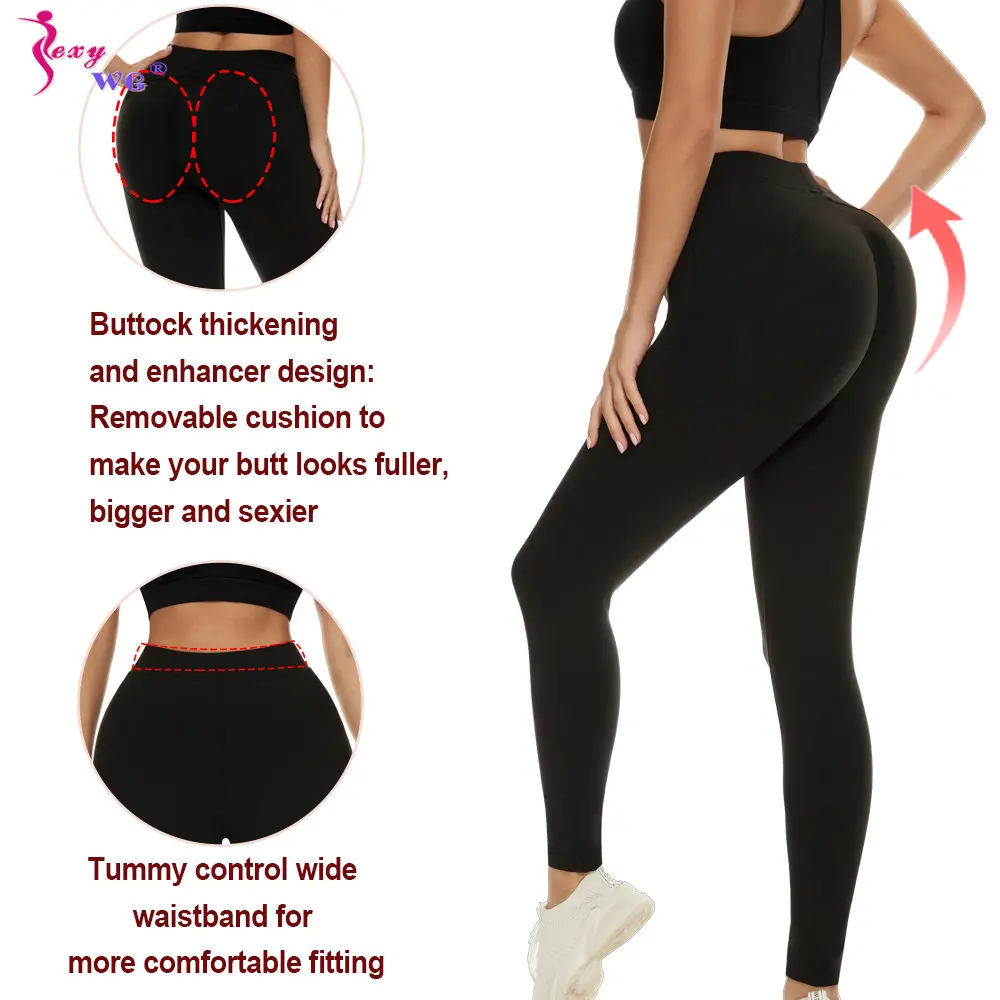 SEXYWG Women Butt Lifter Leggings Shapewear Gym Tights Push Up Sports Pants Seamless Hip Lift Trousers Workout Sportswear