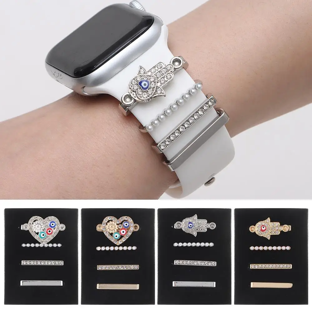 Diamond Love Ornament Decorative Ring for Smart Watch Silicone Strap Bracelet