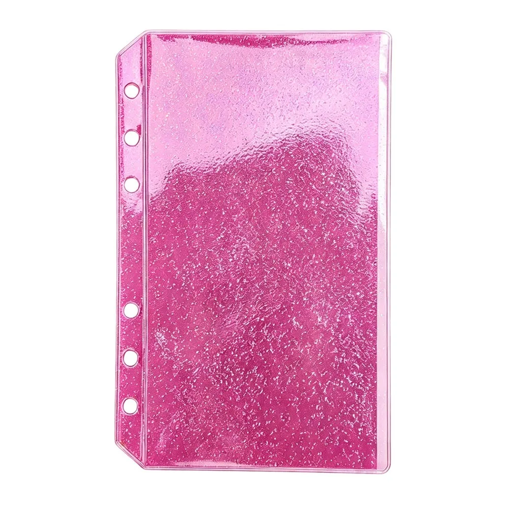 Flat Design PVC Binder Pockets A6 Colorful Glitter Document Folders Waterproof Clear Document Filing Bag Journal Planner