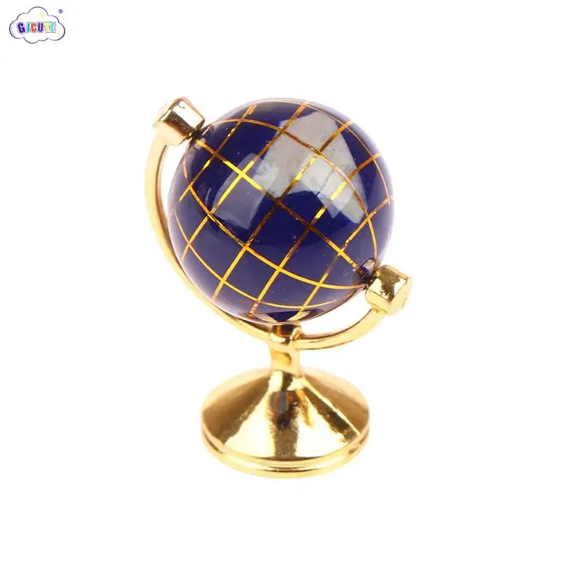 1pcs 1:12 Scale Vintage Blue World Globe Miniature Dollhouse Furniture Doll Reading Room Decor Accessories Kids Play Toys