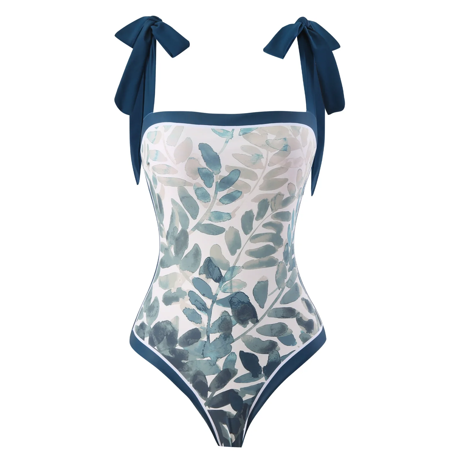 Women's swimsuit 2024 new skin color leaf print one-piece bathing suit beach hot spring gauze skirt two-piece set