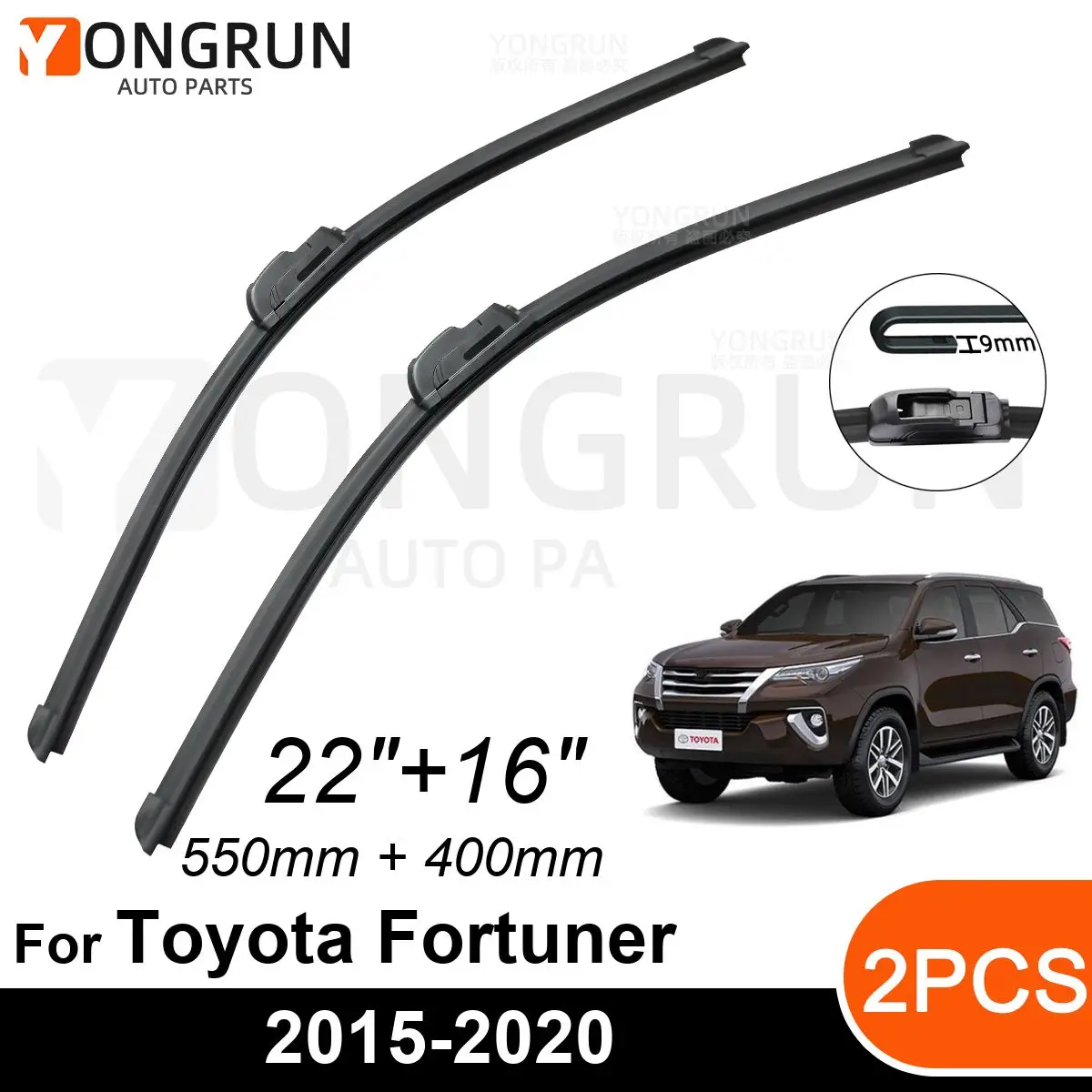 

Стеклоочистители для Toyota Fortuner AN150 2015-2020, 22 + 16 дюймов