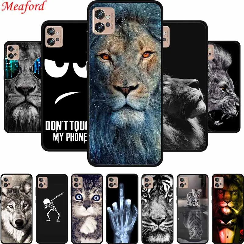 Per Motorola G32 Custodia Per Telefono Cover Lion Wolf Tiger Custodia Morbida In Silicone Nero Per Motorola Moto G32 Custodia G 32 Funda Capa