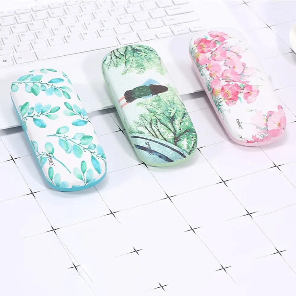 

Футляр для очков из искусственной кожи с рисунком из мультфильма, женская сумка для хранения очков в цветочную полоску, футляр для солнцезащитных очков с листьями, женский портативный Защитный Чехол для очков