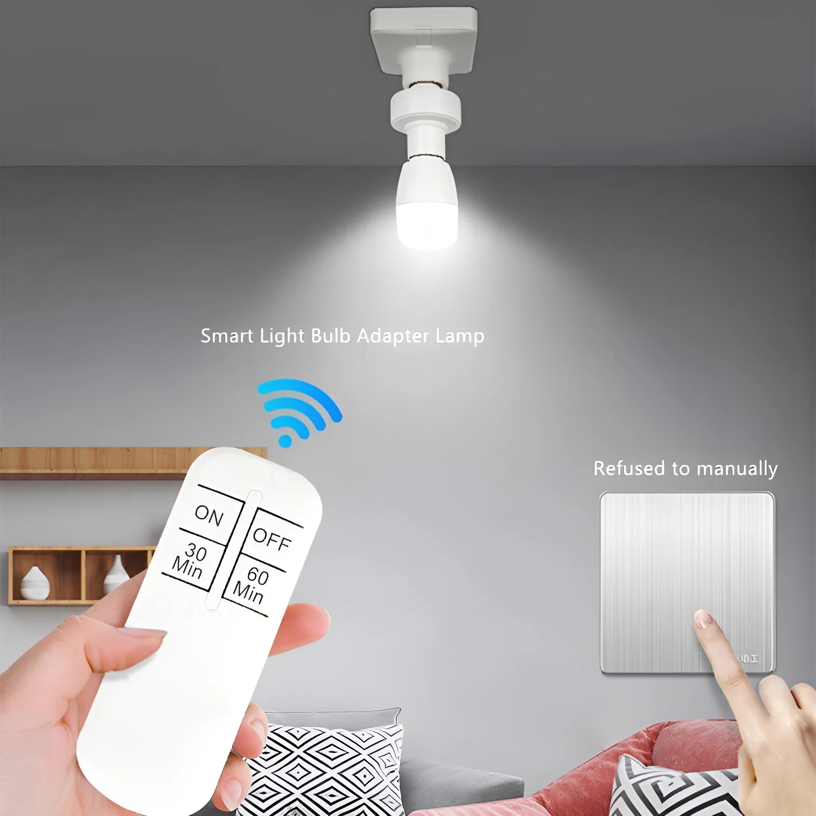 Wireless remote control smart timer switch E27 to E27 lamp holder AC220V house multi light switch baby room bedroom timer lamp holder lamp bulb holder lamp base
