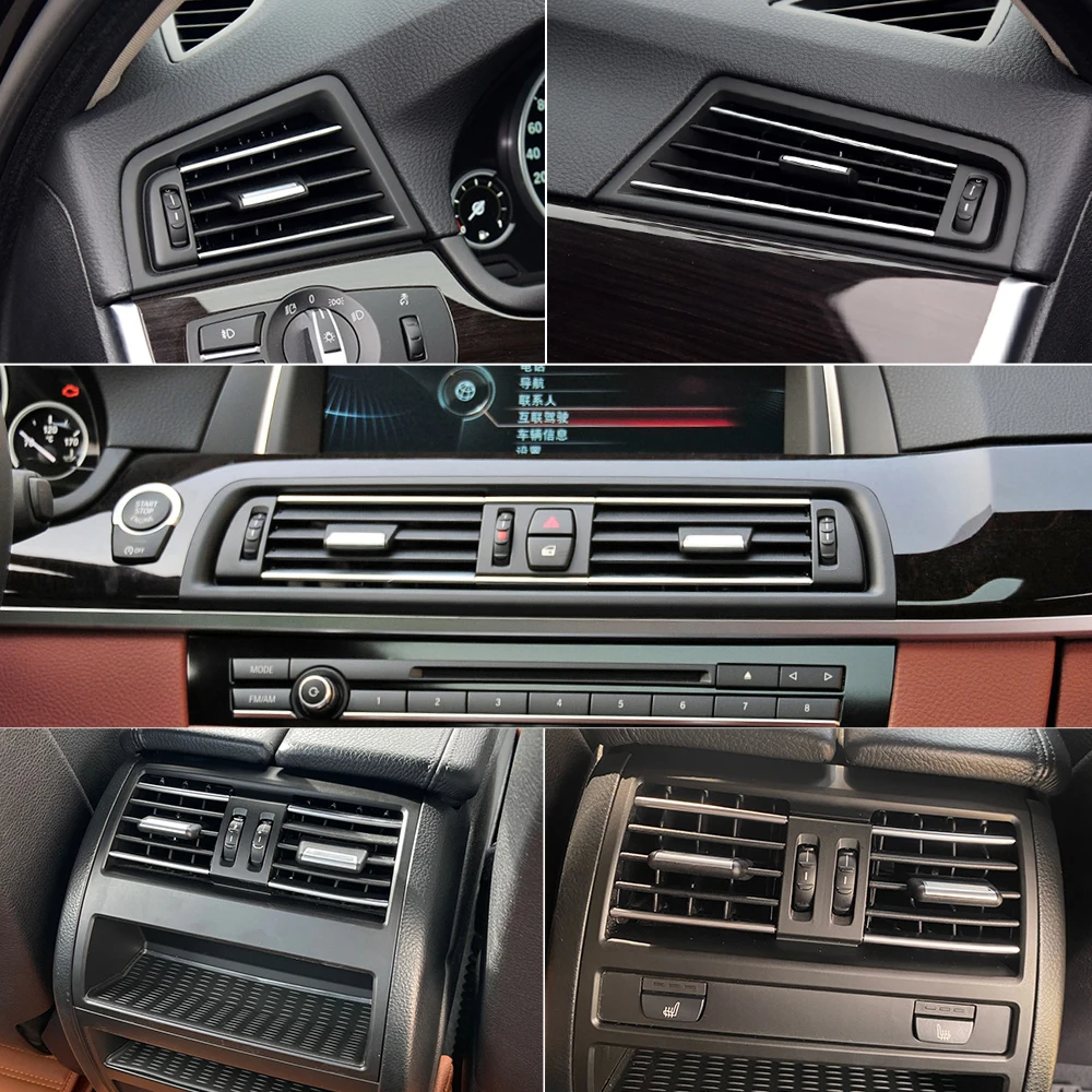 ? LHD 자동차 대시 보드 에어컨 AC 벤트 그릴 BMW 5 시리즈 F10 F11 F18 520 525 528 530 용 조립 교체 완료