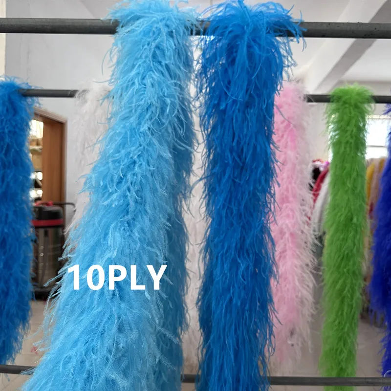 

10Ply Natural Ostrich feathers boa Plumas Decoration Shawl 0.5 to 4 Meters Ribbon for Cosplay Dress Tops Sewing Accessory