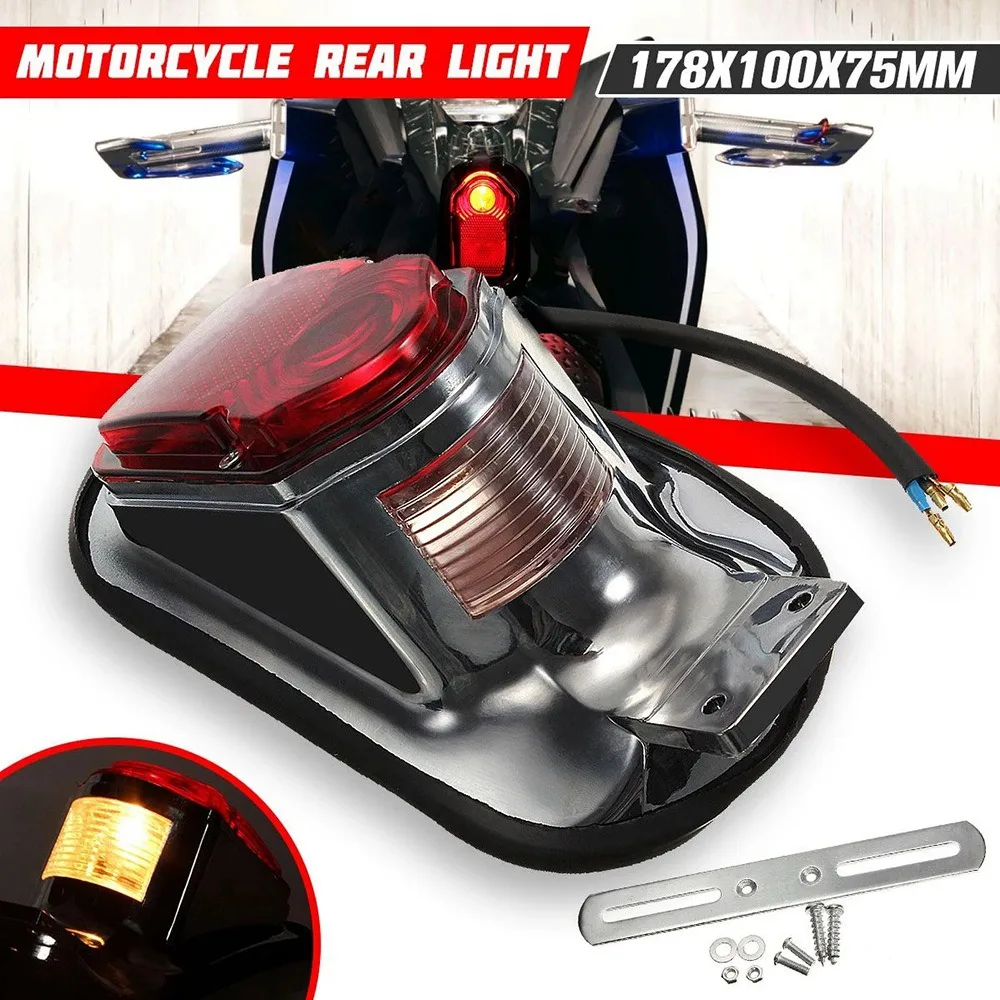 

Universal Motorcycle Tail Light Bulb Mount Plate Turn Signal Rear Tail Brake Stop Lamp for Choppers Cruisers Classic