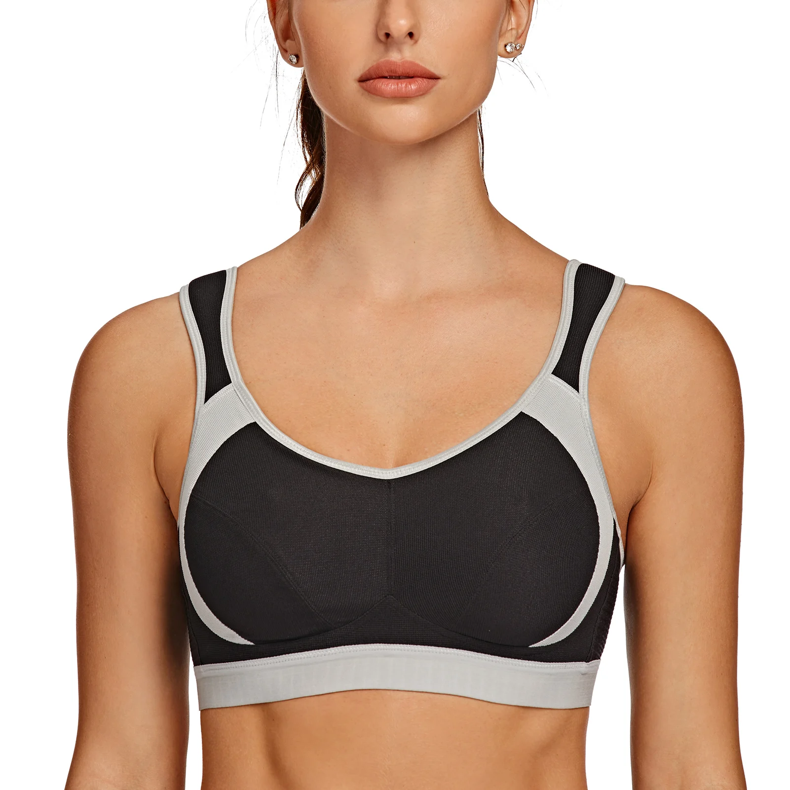 AGONVIN Women's High Impact Support Wirefree Bounce Control Plus Size Workout Sports Bra 1