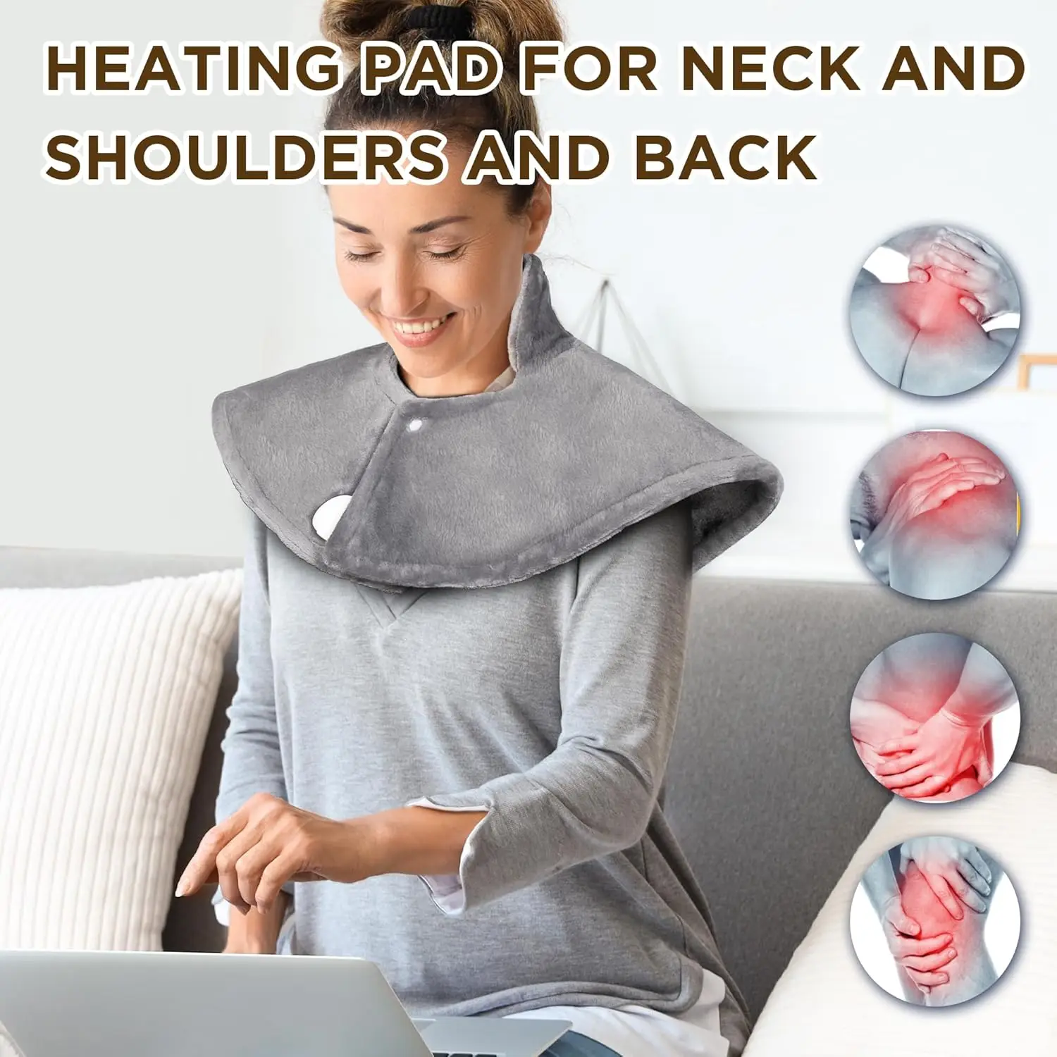 Electric Neck Massager Vibration Shawl 9 Levels Hot Compress Neck Winter Warm Back Tool Relax Brace Multi Functional Heating Pad
